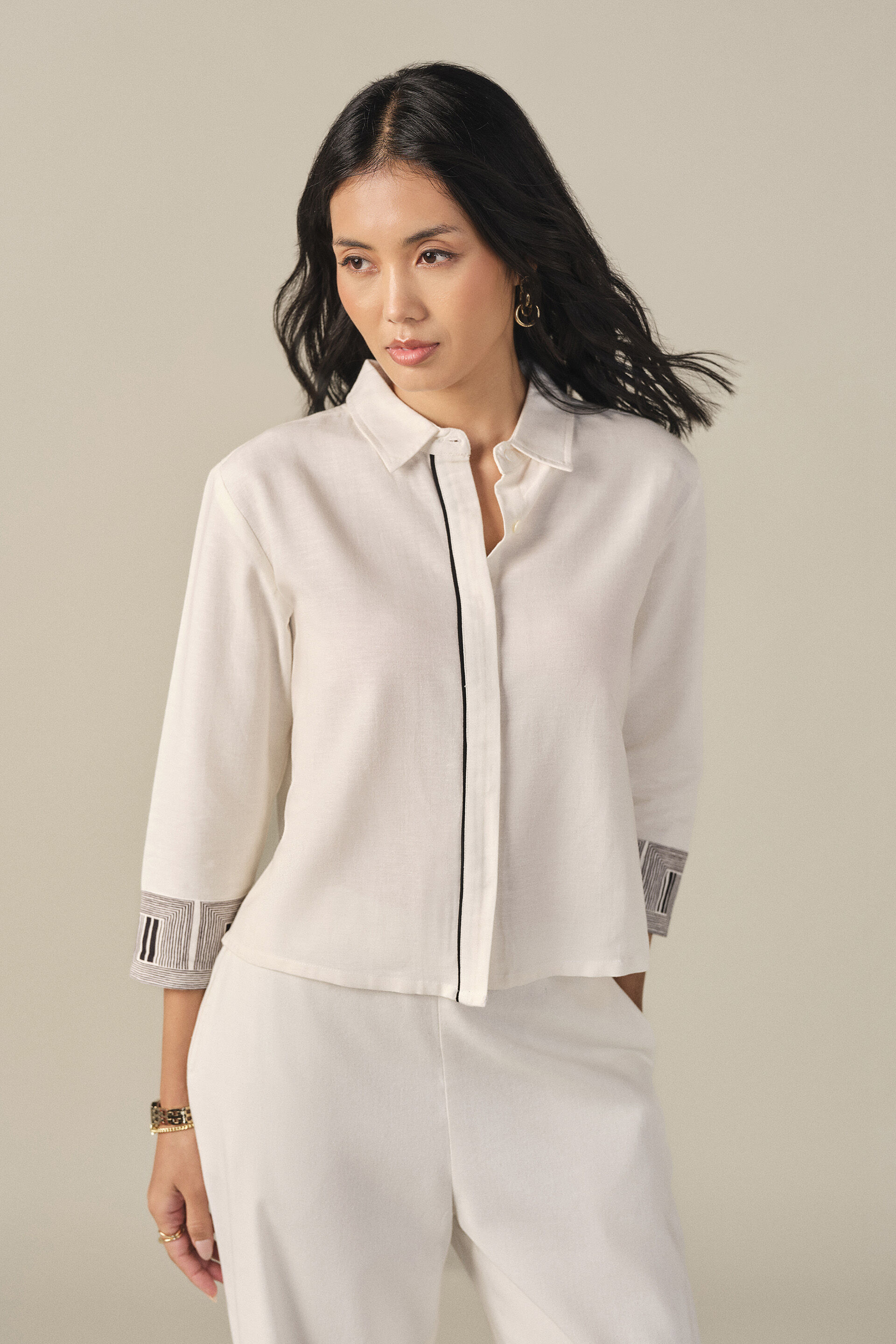 Printed Shirt in Beige